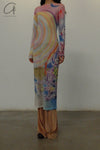 CONSTANÇA ENTRUDO sunset monster print mesh long skirt AW23_DRE05